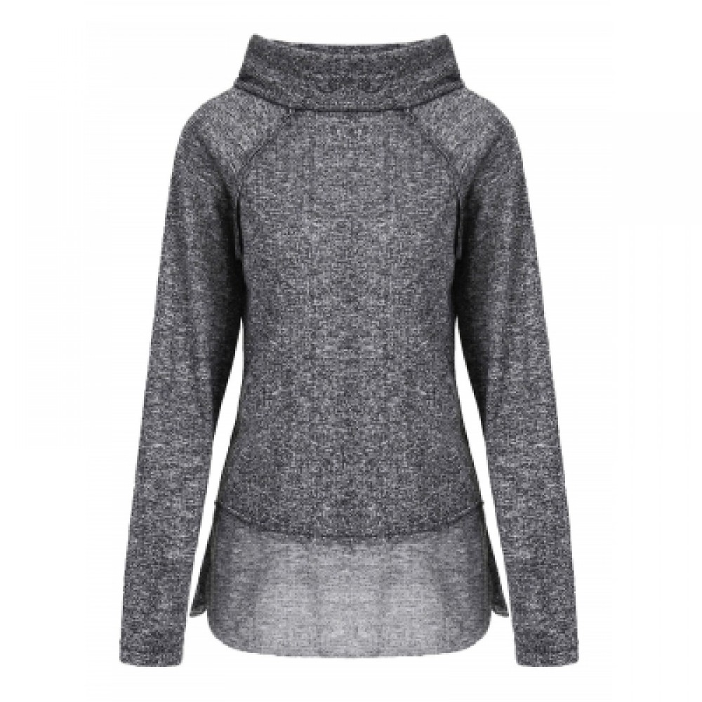Cowl Neck Long Sleeve Spliced Sweatshirt