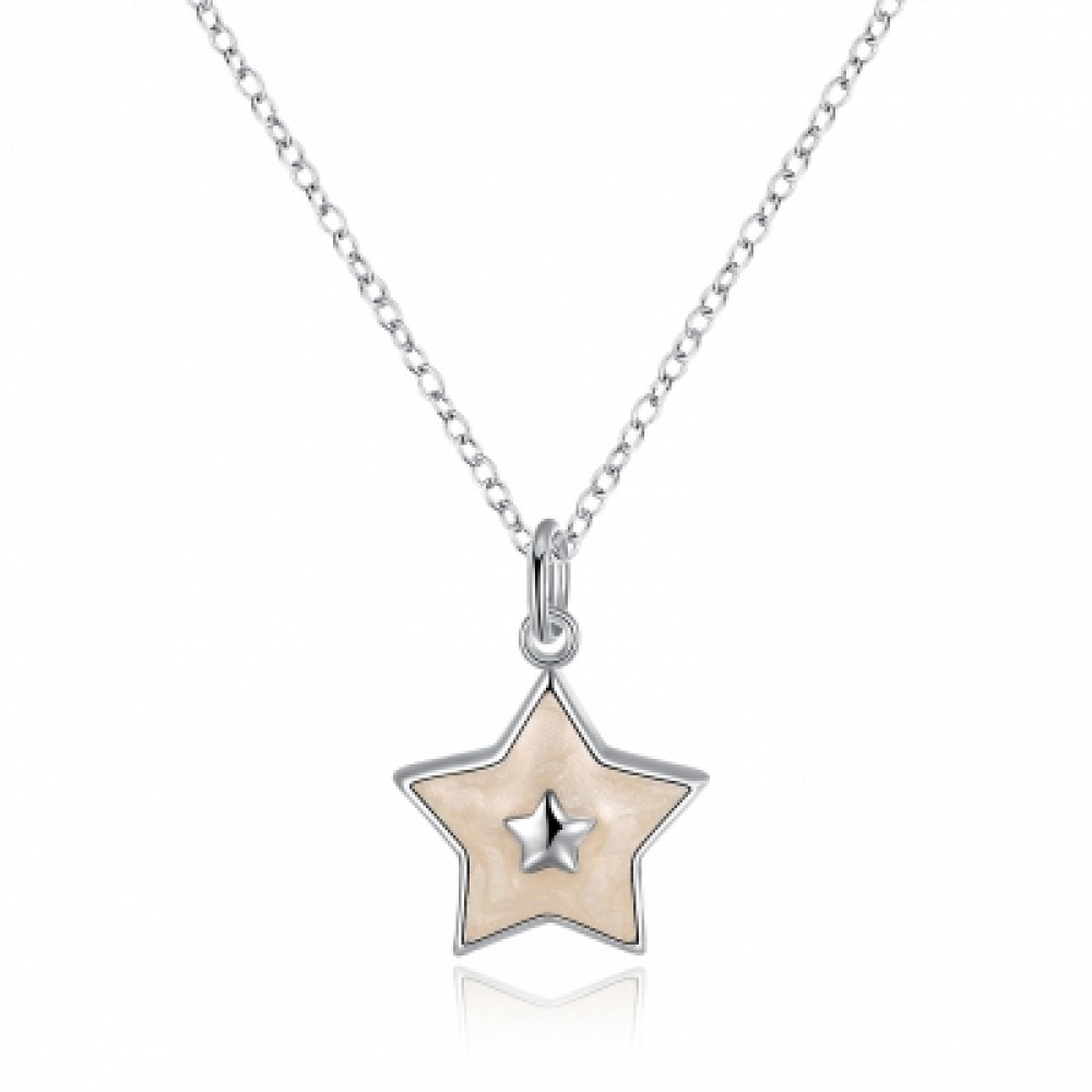 Another Silver Christmas Theme - White Pentacle Necklace