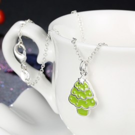 Another Silver Christmas Theme - Fluorescent Green Christmas Tree Necklace