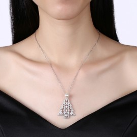 Zircon Christmas Necklace in The Shape of Christmas Tree