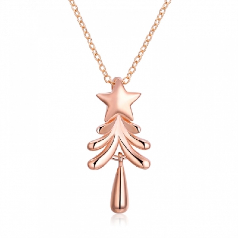 Christmas Tree Necklace Plated with Rose Gold