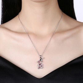 A Zircon Christmas Necklace with A Snowman Necklace