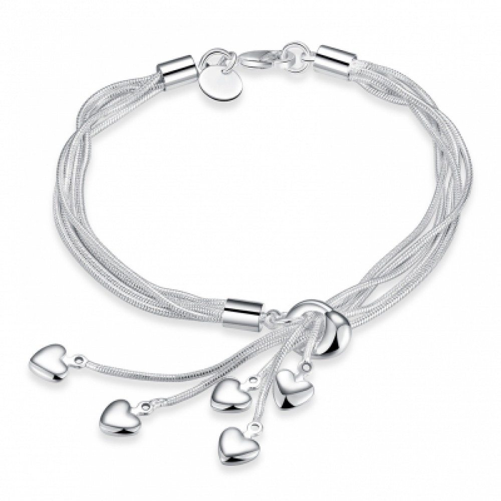 Tai Chi Heart-Hanging Bracelet Heart-Shaped Silver Chain Bracelet