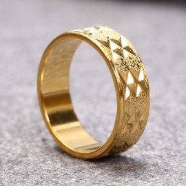 Stylish Jewelry 18K Electroplate Gold Color Simple Design Geometric Pattern Ring for Men