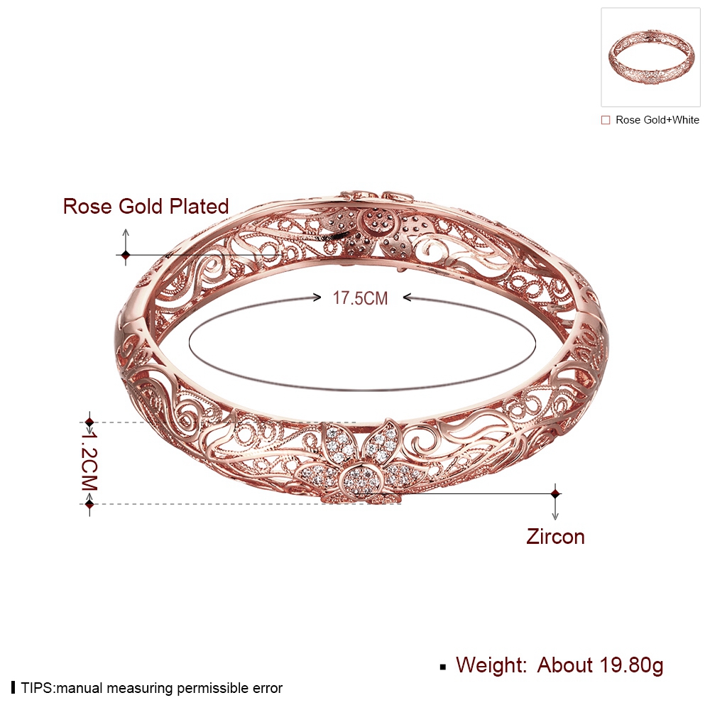 Z025-B Noble Zircon Carving Pattern Rose Gold Bracelet